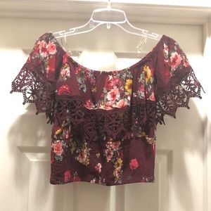 Haute Project | Off Shoulder Floral Lace Crop NWOT